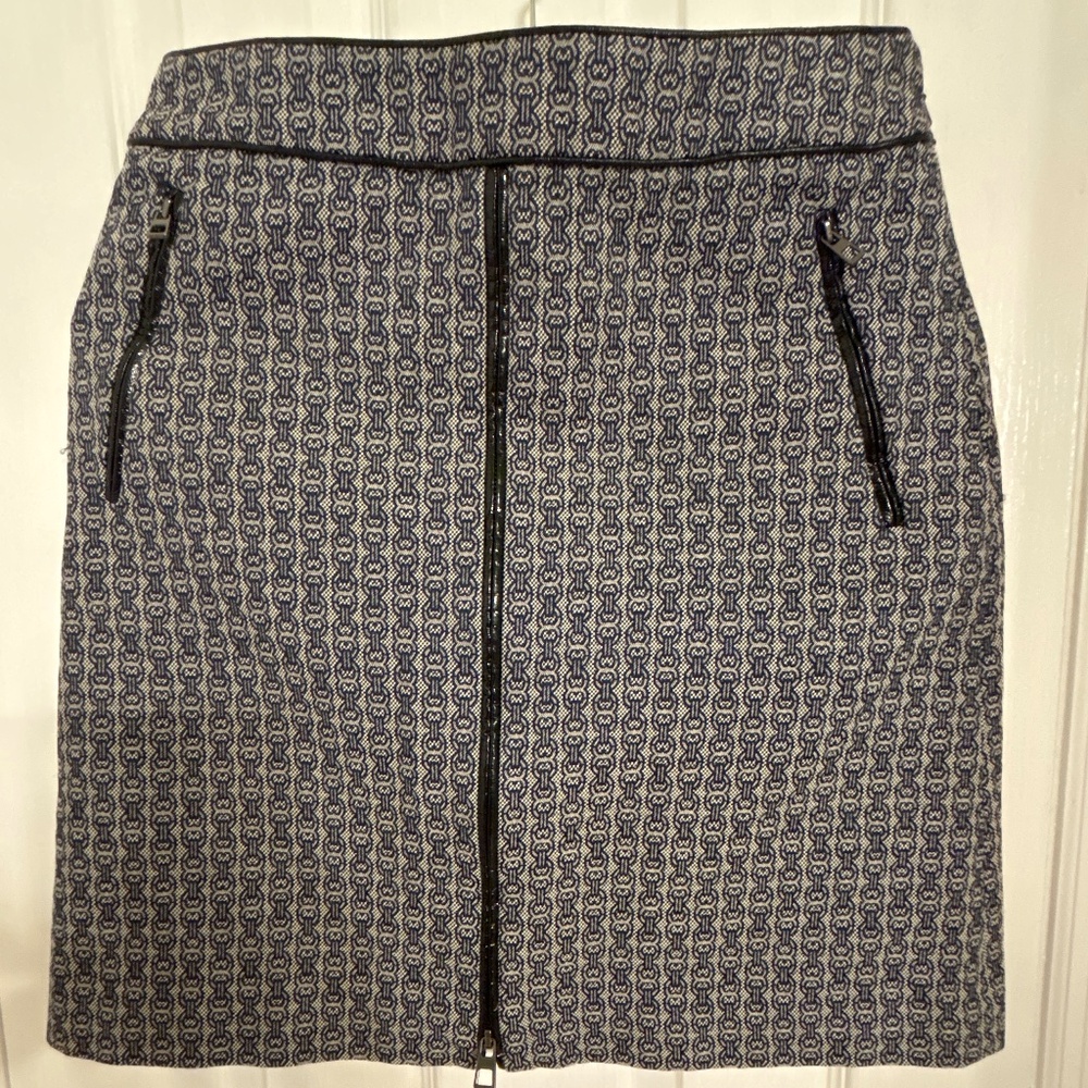 Tory Burch Chaumont A-line skirt horse bit chain pattern